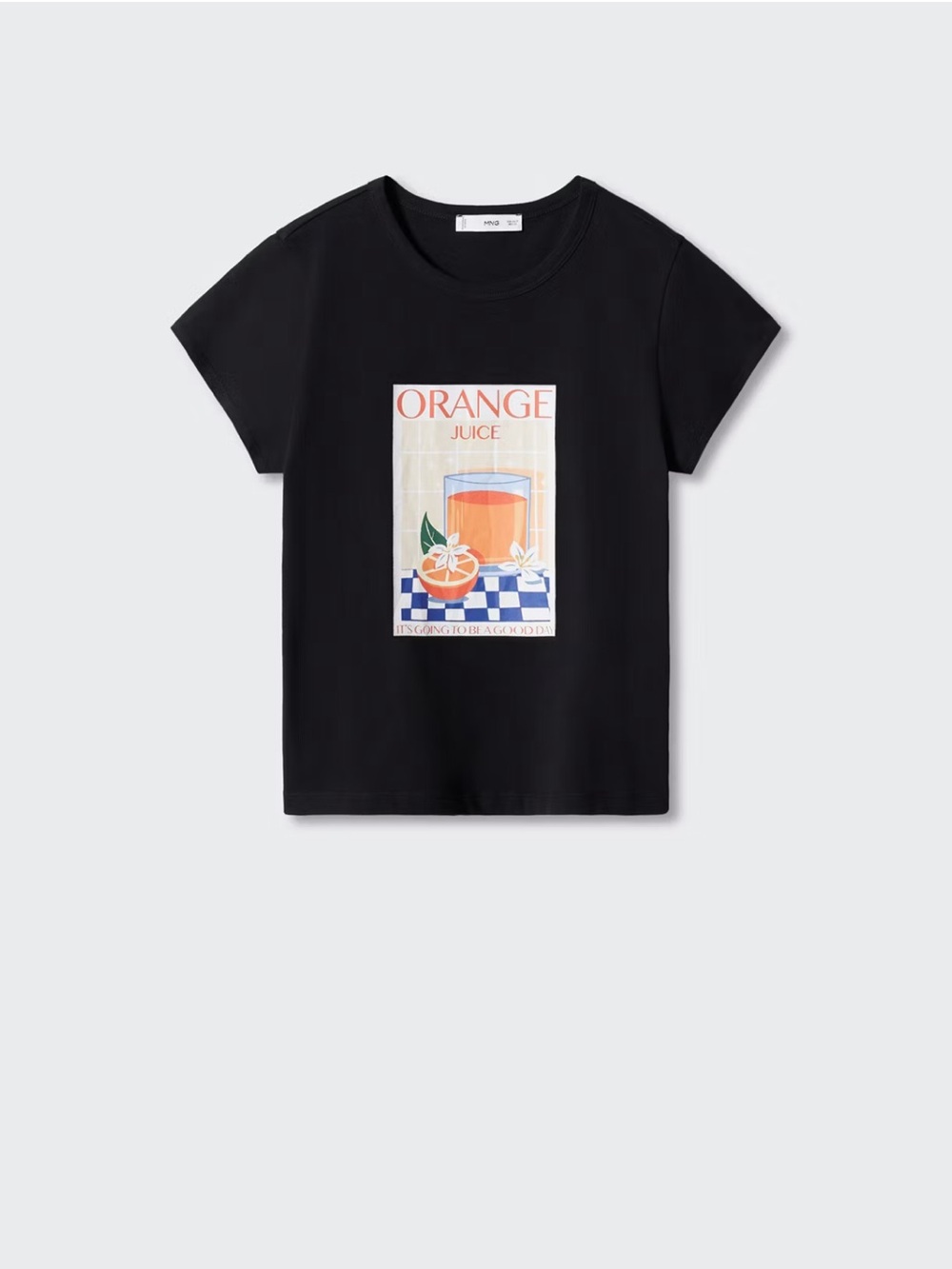 MANGO Orange Juice Graphic Tee - Black